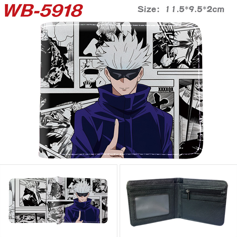 Jujutsu Kaisen Satoru Gojo Card Casual นักเรียนการ์ตูนกระเป๋าสตางค์สั้นเด็ก Mini สี ID กระเป๋าใส่เหรียญ