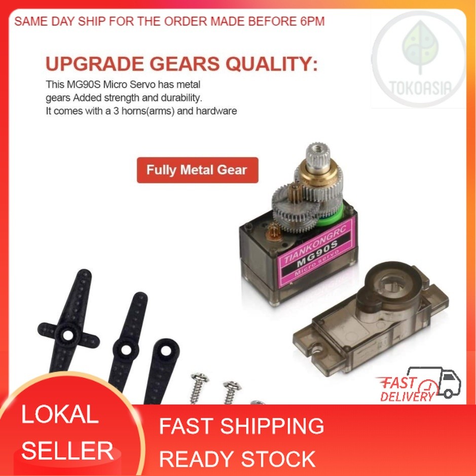 MG90S 9g Servo Motor Micro Metal Gear Robot Car Plane RC เฮลิคอปเตอร์ Arduino 90 180 360 IOT degre m