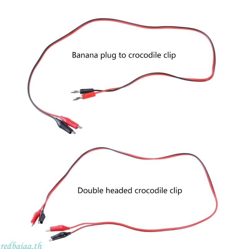 Redbaiaa จระเข้คลิปไฟฟ้าทดสอบตะกั่ว Double-ended จระเข้คลิปทดสอบ 2 สีไฟฟ้าจัมเปอร์ลวด Te