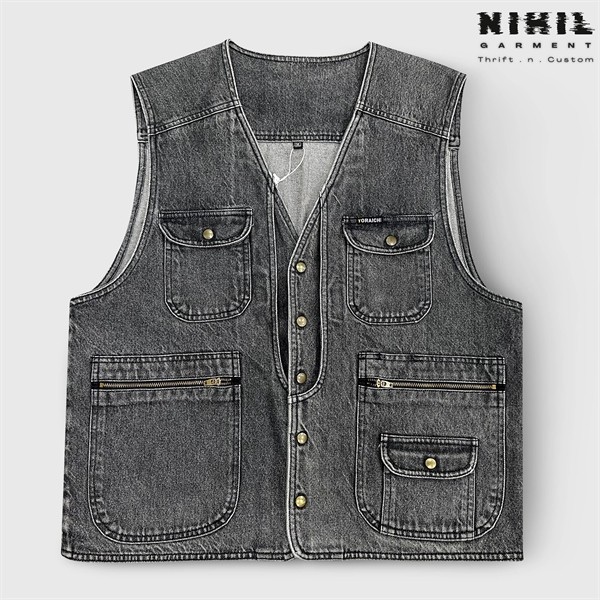 GILE JACKET (สีเทา WASH) SIZE XXXL - TORAICHI DENIM GILE VEST