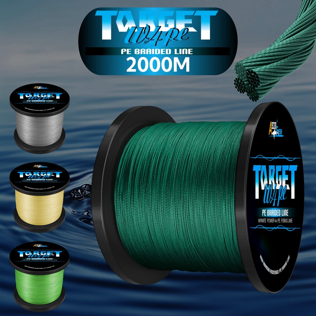 Ashconfish TaRGET 4 เส้น สายตกปลาถัก 2000 ม. 6-100 ปอนด์ สาย PE ที่แข็งแกร่ง