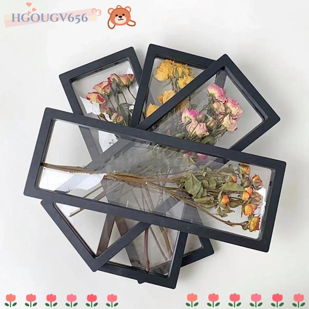 Hgougv656 กรอบรูป,สแควร์สีดําสีขาวกรอบกล่องเก็บ,พลาสติกโปร่งใส DIY ตกแต่งบ้านดอกไม้แห้ง