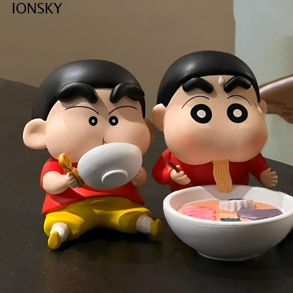 Ionsky Crayon Shin-Chan ของเล่น,กินก๋วยเตี๋ยวตุ๊กตา PVC Crayon Shin-Chan อะนิเมะรูป,เดสก์ท็อปตกแต่งตกแต่งโต๊ะอะนิเมะรูปปั้น Shin-Chan Action Figure เด็ก