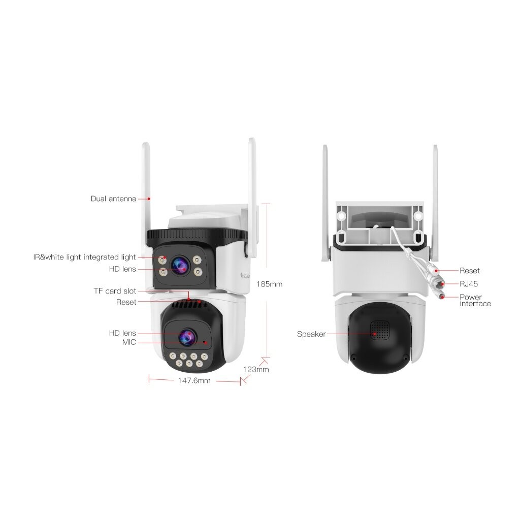 Vstarcam CS621DR CG621DR (เลนส์คู่) ความละเอียด 2.0 MP (1296P) กล้องวงจรปิดไร้สาย ภาพสี มีAI+ คนตรวจจับสัญญา...