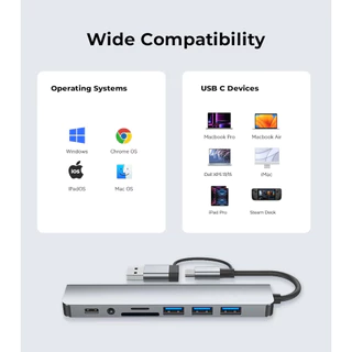 8 in 2 USB hubs Multiport Dock รองรับ TF/PD อ่าน USB 3.5 มม. Audio TYPE C Multi-Port รองรับคอมพิวเตอร์ช่อง TYPE-C ทุกรุ่น