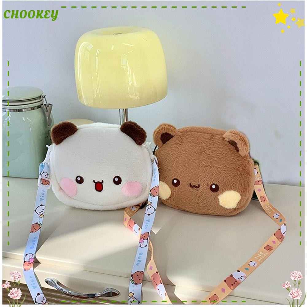 Chokey กระเป๋าสะพายข้าง,กระเป๋าสะพายลายการ์ตูนตุ๊กตา,น่ารัก นุ่มอะนิเมะหมีกระเป๋าสตางค์ผู้หญิงสาว