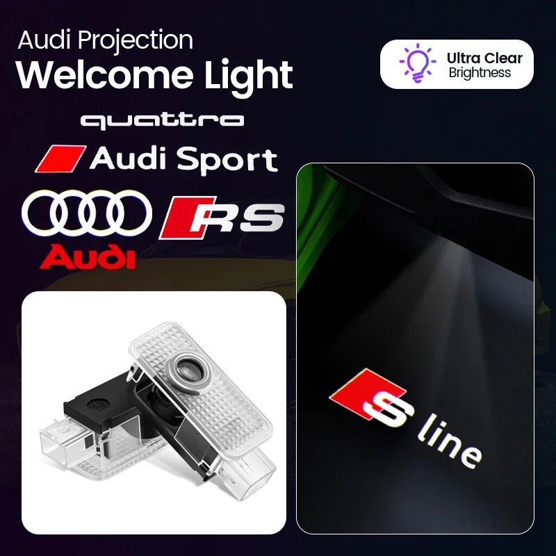 Car Door Decoration Laser Projector Logo Lights LED HD Welcome Lamp For Audi A1 A3 8P 8V A4 A5 A6 A7