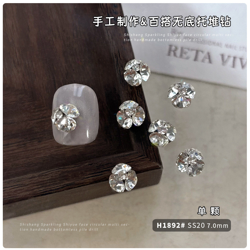 อุปกรณ์ตกแต่งเล็บทรงลูกบอลเพชรอเนกประสงค์ SS6-SS28 เพชรสีขาวใสขนาดใหญ่และเล็ก - รูปที่ 6