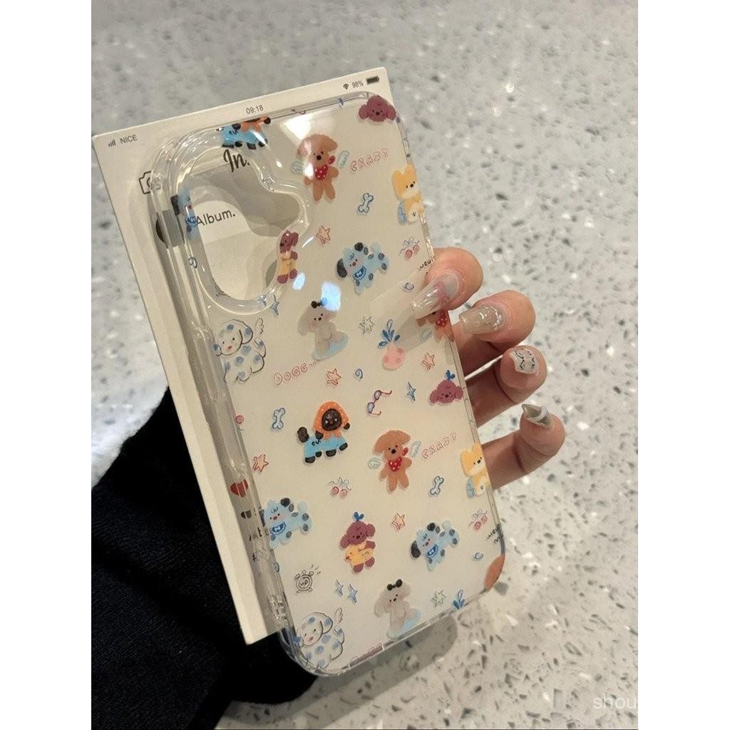 IMD Dual Layer กันกระแทกการ์ตูนสุนัขขนาดเล็กกรณีใช้งานร่วมกับ iPhone 16 Pro Max/15/14 Pro Max/13 Pro