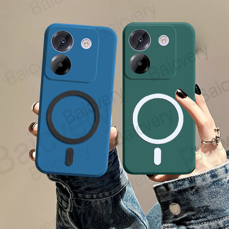 สําหรับ Xiaomi POCO M7 Pro 5G สีสัน Matte ฝาหลังพร้อมสติกเกอร์แม่เหล็ก
