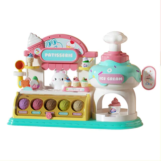 BHQ ไอศกรีม DIYแป้งโดว์ดินน้ำมัน เครื่องทำไอศครีม บ้านไอศกรีมดินเหนียว ของเล่นจำลอง ชุดของเล่นในครัว