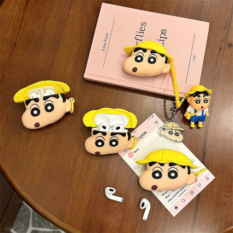 สําหรับ AirPods 4 1 2 3 Pro 2 หูฟังปกตุ๊กตา 3ง น่ารักเครยอนชินจังซิลิโคนอ่อนนุ่มป้องกันกรณี