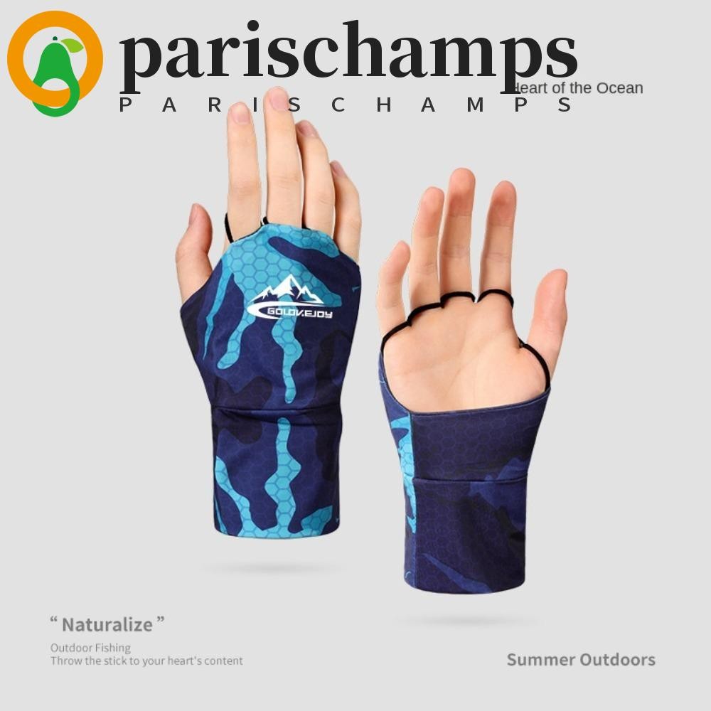 ปารีส ถุงมือกันแดดสีทึบยืดหยุ่นครึ่งนิ้วสําหรับกอล์ฟ ป้องกันแสงแดด รังสียูวี บาง ปกป้องข้อมือ ผ้าไหมน้ําแข็ง