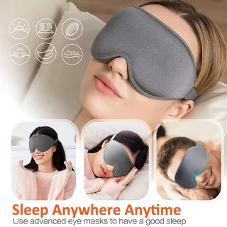 KIPRUN 3D Eye Mask สําหรับนอนหลับ,หน่วยความจําโฟม Sleep Eye Mask, 100% Light Blocking Sleep Mask, Ergonomic Zero Eye Pressure Blindfold Eyepatch, Ultra Delicate Soft Skin Friendly Ey