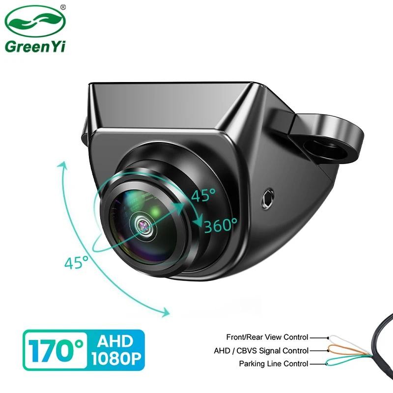 GreenYi AHD1080P 170 องศา Fisheye เลนส์สีดํารถด้านหน้า/ด้านหลังดูกล้องรถ Full HD Night Vision กล้องสํารองกันน้ํา