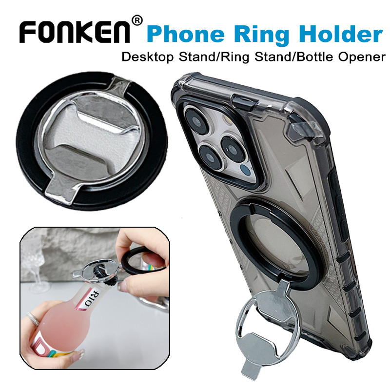 Fonken 3 In 1 Magnetic Phone Grip Ring Holder ที่เปิดขวด Kickstand 360° ขาตั้งเดสก์ท็อปแบบหมุนได้