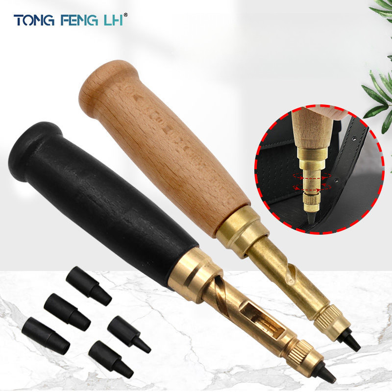DIY Leather Puncher Rotary Punch Automatic Belt Punch Replaceable Multiple Heads Belt Leather Goods 