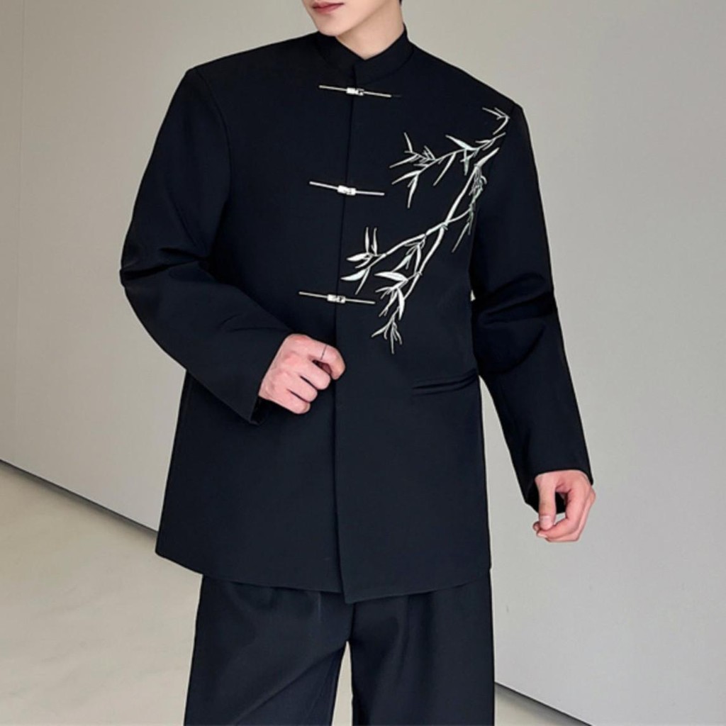 Embroidered Tang Suit Jacket Fashion Chinese tunic suit Jacket Male Tang Suit coat  Performance jack