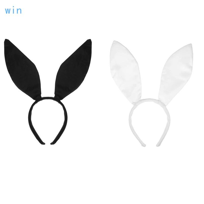 Win Punk เครื่องประดับผมผู้หญิงนักเรียนล้างหน้า Hairband หูกระต่าย Headbands สีดําสีขาวสีการ์ตูนผม H