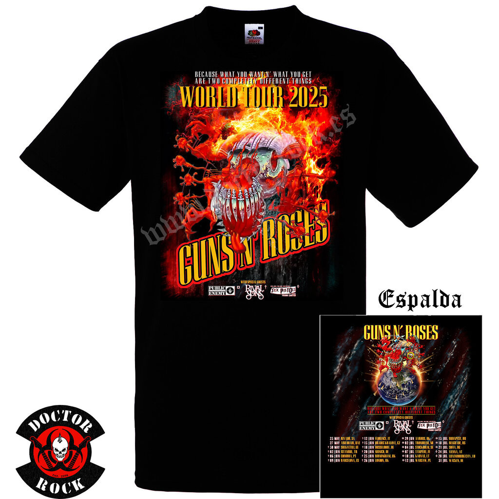 【พร้อมส่ง】  Guns N Roses 2025 Tour เสื้อยืดคอนเสิร์ตวงดนตรีแขนสั้นผ้าฝ้ายสำหรับผู้ชาย