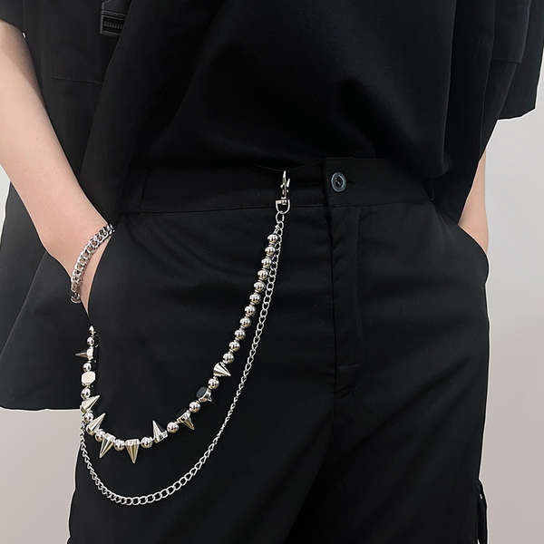 waist chain สร้อยคาดเอว 2025 สไตล์ใหม่ผู้ชาย สะโพก-กระโดด อินเทรนด์ หมุดย้ํา กางเกงโซ่ผู้หญิงโซ่ตกแต