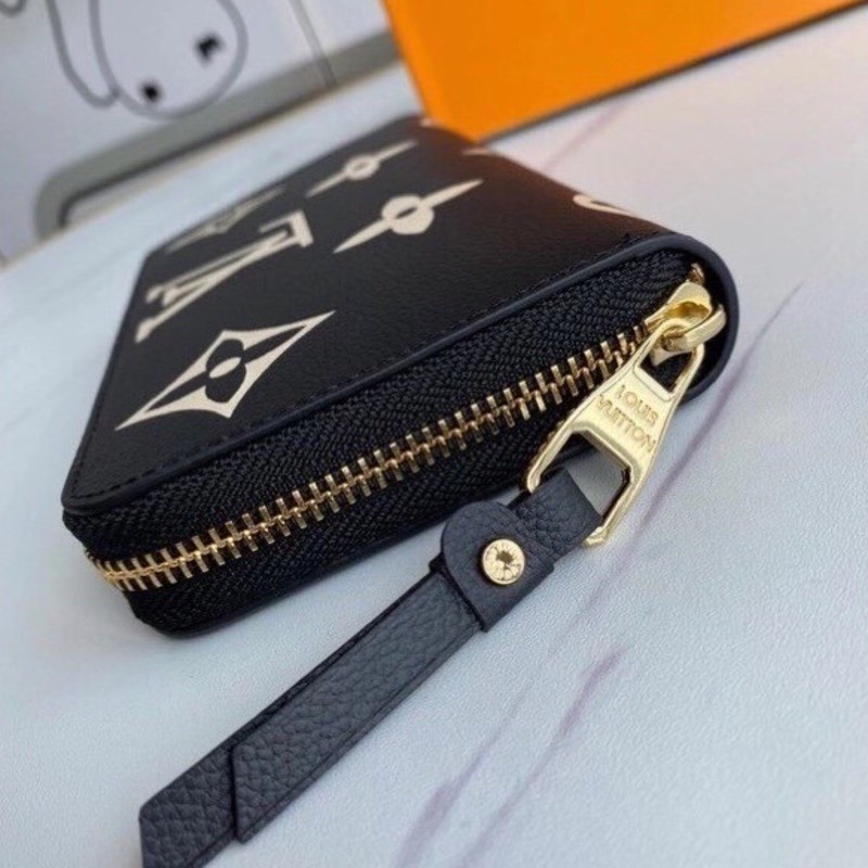 กระเป๋าสตางค์หนังEmpreinte สีดำ สำหรับทุกเพศ มีซิป + พร้อมกล่องของขวัญฟรี EL105-0