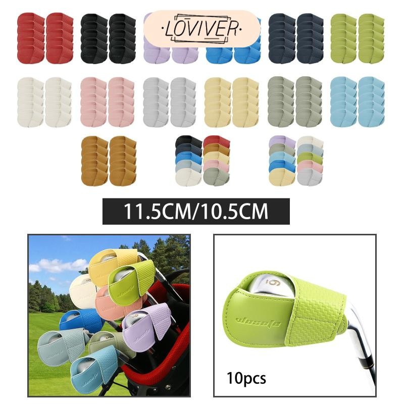 10x Golf Iron Headcover Golf Clubs Cover ทนต่อการสึกหรอ PU แบบพกพาน้ําหนักเบา