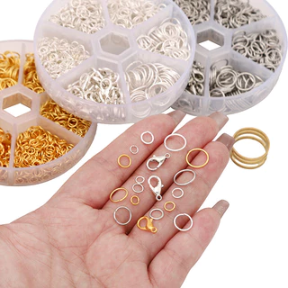 ชุดห่วงเชื่อม+หัวกุ้ง+แหวนกล่องอุปกรณ์ทำเครื่องประดับ DIY ครบเซต