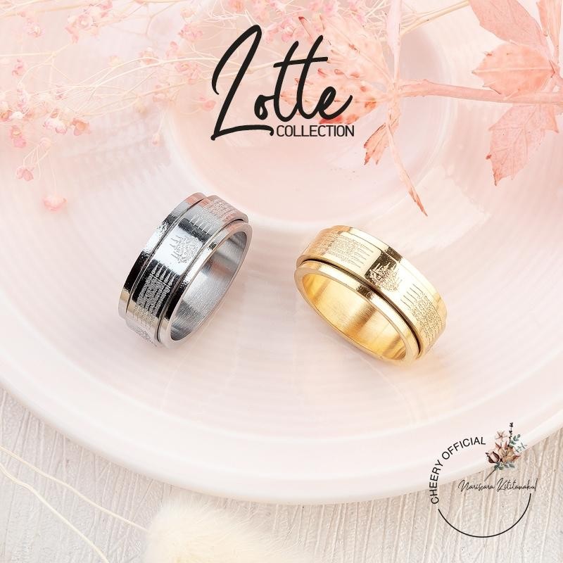 แหวนสแตนเลสยันต์ห้าแถว ใส่เสริมสิริมงคล พร้อมส่ง