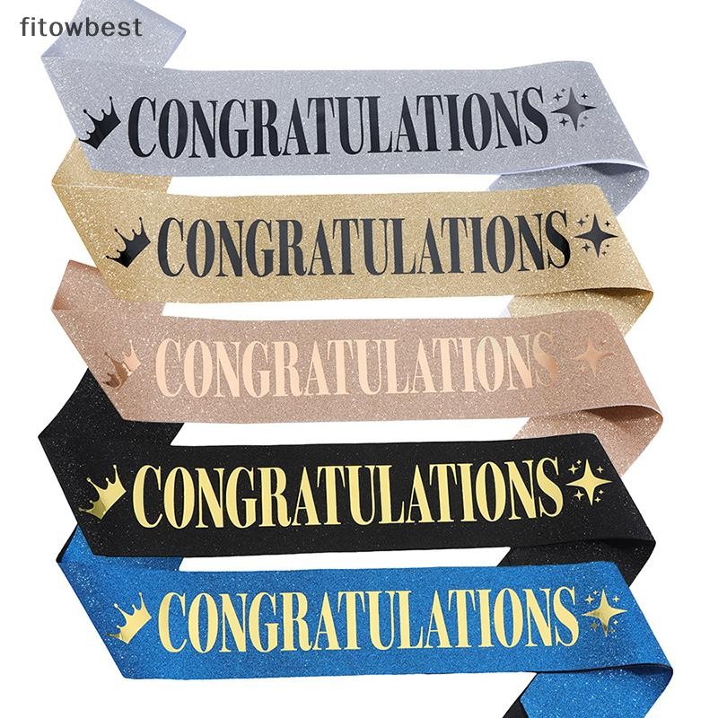 Fbth ขอแสดงความยินดี Sash สําหรับชั้นสําเร็จการศึกษาของ 2025 อุปกรณ์ตกแต่งงานปาร์ตี้โปรดปราน Glitter ซาติน Sash Congrats Grad พิธี QDD