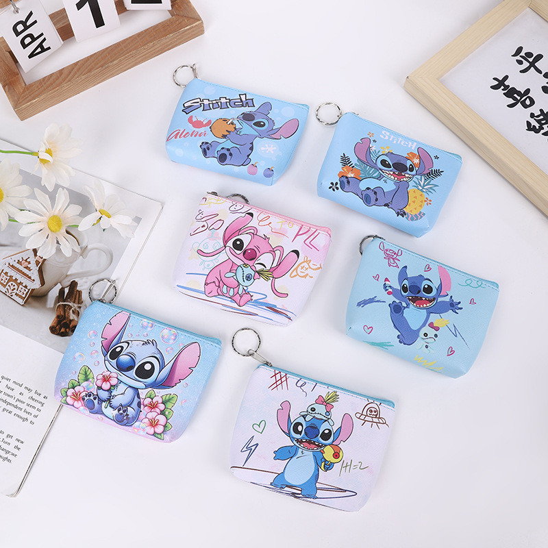 Stitch Purse Sweet Girl Student Pu Leather Waterproofing Short Embosed Change Storage Mini Zero Wallet Peripheral Gifts