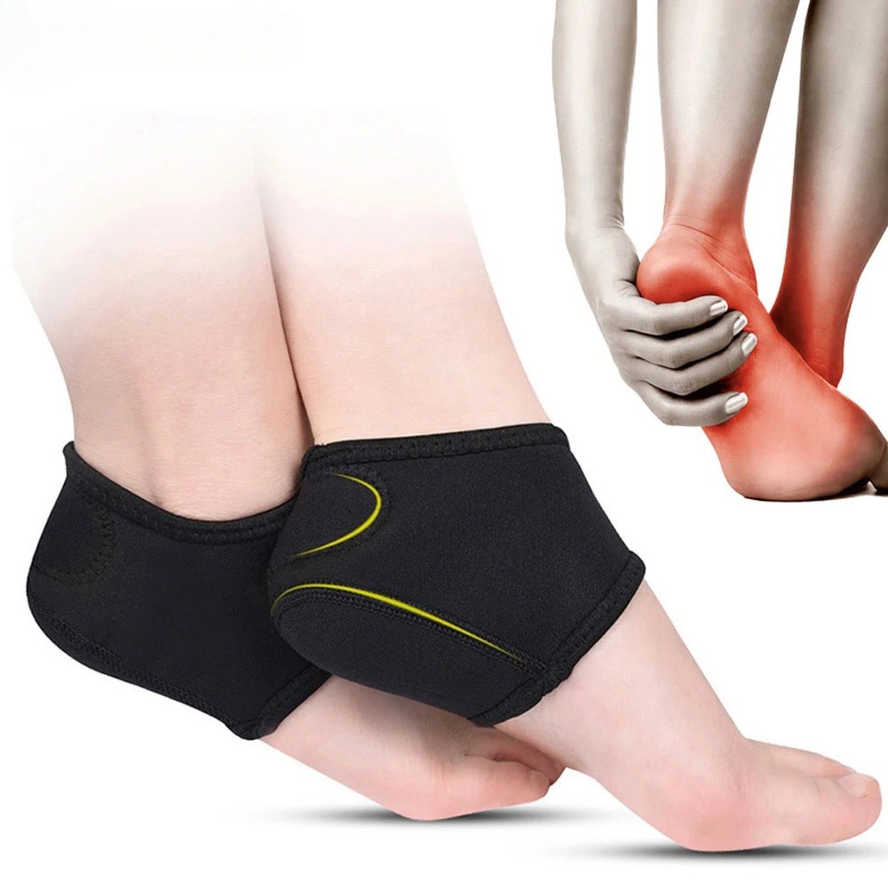 1 คู่ Fasciitis Nylon SBR Sleeve Protective Heel Air Support ลดความดันส้นเท้า บรรเทาอาการปวดส้นเท้าแ