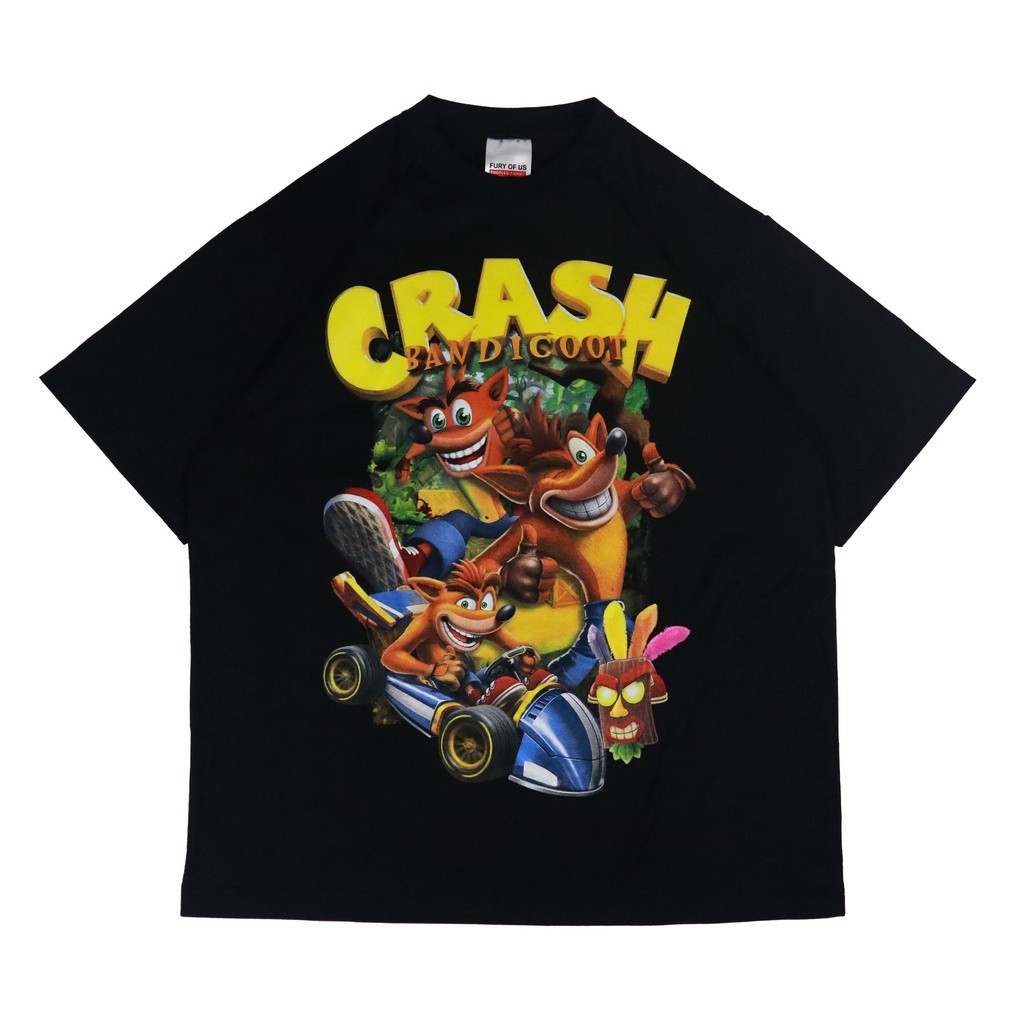 เสื้อยืดคอกลม เสื้อยืดลาย Fury Off US CRASH BANDICOOT ผ้าคอตตอน 100%