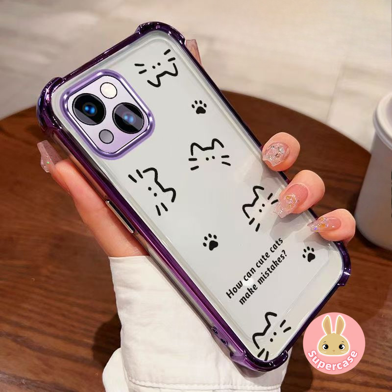 เส้นน่ารักแมวเคสโทรศัพท์สําหรับ Xiaomi 17 Pro Max 15T Pro Xiaomi15T Xiaomi15TPro ปลอกโปร่งใส Paw ชุบ