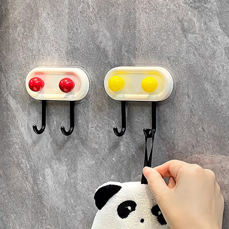 ตะขอแขวนเสื้อผ้าแบบหัวคู่ไม่ต้องเจาะรูตะขอแขวนผนังรูปลูกบอลชั้นวางผ้าขนหนูในห้องน้ํา - รูปที่ 3