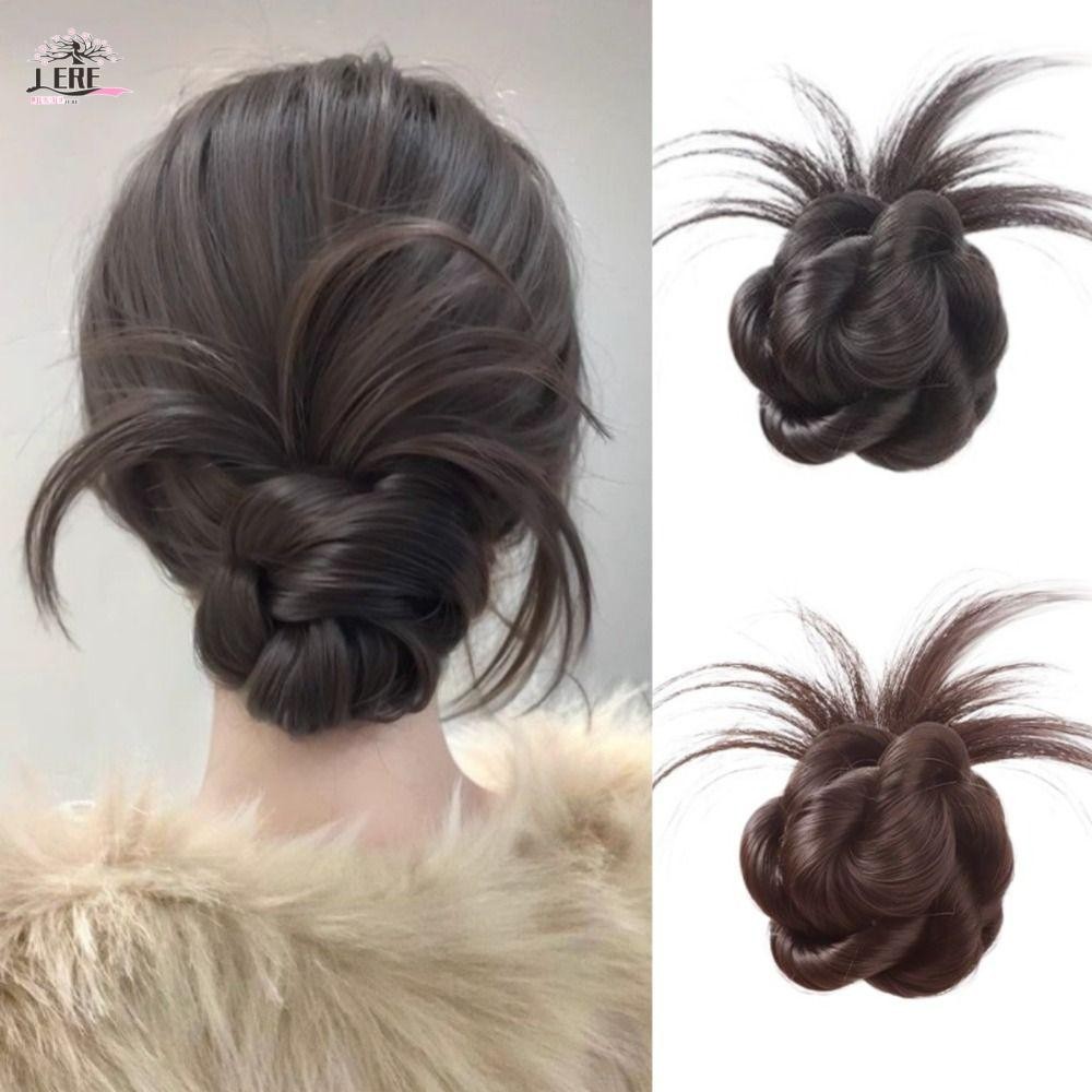 JEREMY1 Messy Bun Head วิกผม, สังเคราะห์ครึ่ง tie Low Claw Chignon, Simple Hair Extension Scrunchie ธรรมชาติหัวลูกขนไก่หางม้าใช้ทุกวัน
