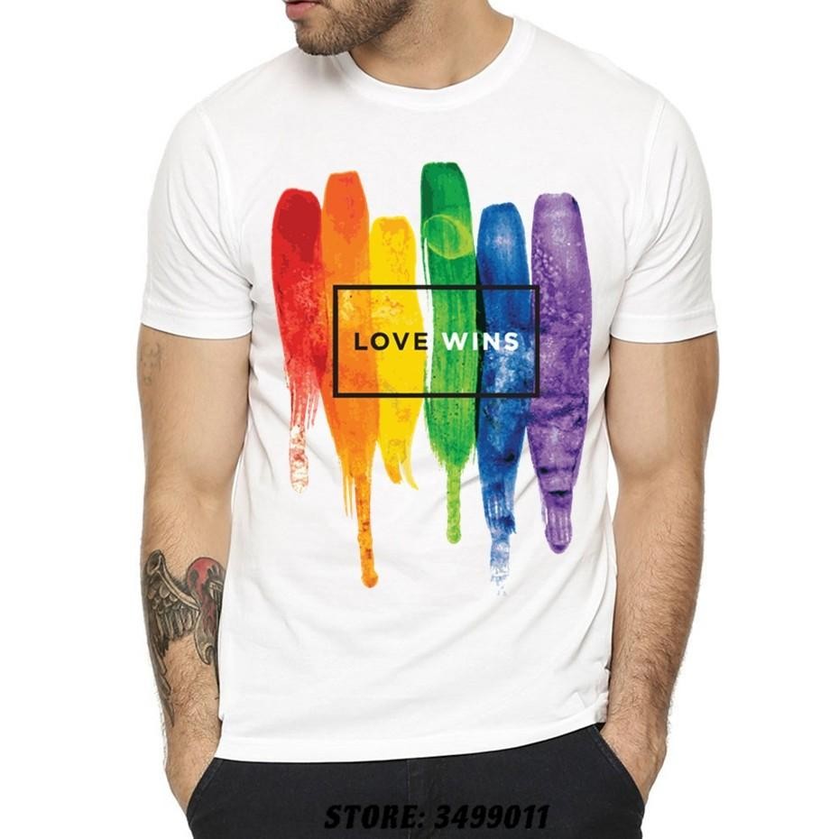 จัดส่งทันทีPride Lgbt เกย์รักเลสเบี้ยน Rainbow กราฟิกผู้ใหญ่เสื้อ T ผ้าฝ้ายพรีเมี่ยม O คอ Tops Tees 
