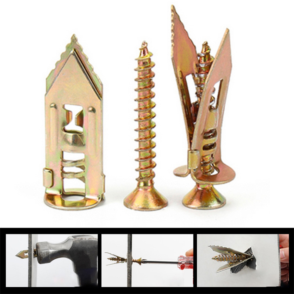 หนึ่งชิ้นแตะขยายสกรูยึดสกรูยิปซั่มสกรู, สกรูไม้, สกรูหัวสกรู, สมอผีเสื้อเหล็ก, สมอเหล็ก 100 ชิ้นต่อถุง - รูปที่ 3