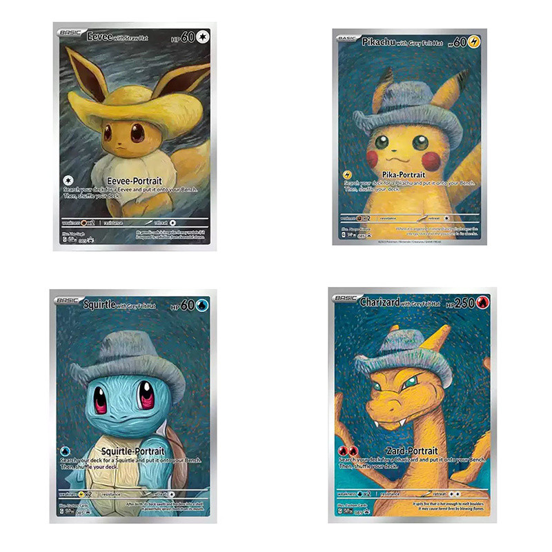 พร้อมสต็อก Pokémon DIY Collection Van Gogh Museum Pikachu Pokemon Jenny Turtle Charizard Card