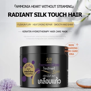 MESHI gloss treatment ทรีทเม้นท์สปาเคลือบแก้ว เคลือบแก้วสูตรพลีเมี่ยมกระปุกดำ