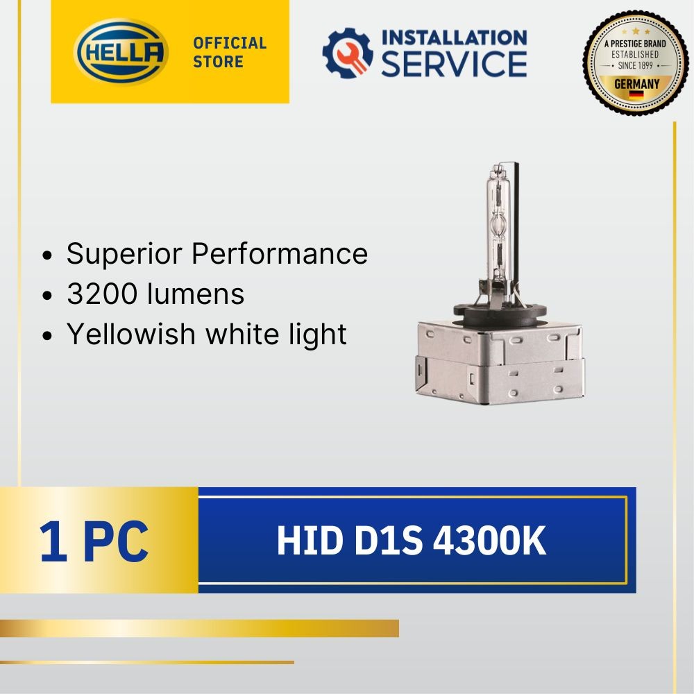 HELLA HID Xenon หลอดไฟหน้า D1S 4300K 8GS 178 560 801 (หลอดไฟเดี่ยว)