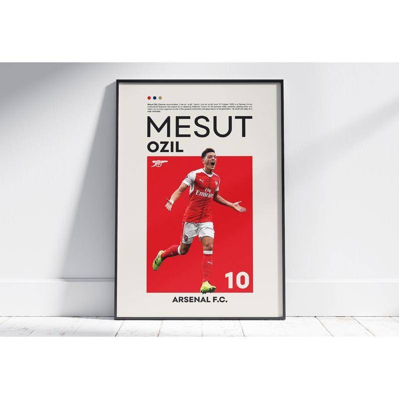 Arsenal Mesut Özil โปสเตอร์ฟุตบอลผ้าใบพิมพ์ศิลปะฟุตบอล - ตกแต่งผนังฟุตบอลไม่มีกรอบ