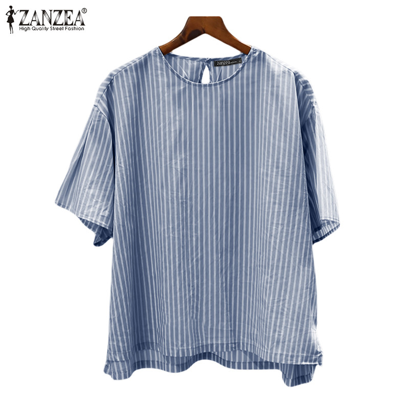 Zanzea เสื้อเบลาส์แขนสั้นพิมพ์ลายลายลําลองสไตล์เกาหลีสําหรับผู้หญิง