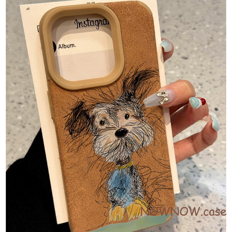Iphone 16 15 14 13 12 11 Pro Max X XR XS Max 7 8 Plus INS น่ารัก Graffiti Puppy เคสโทรศัพท์การ์ตูนปกอ่อน