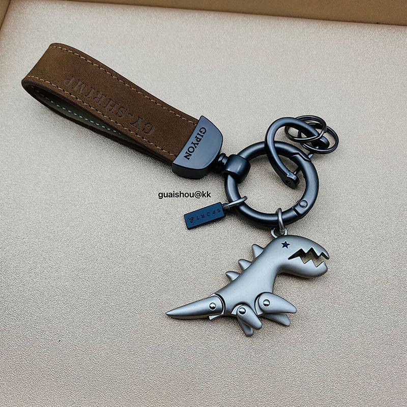 Suede Alloy Dinosaur Advanced Car Key Ring Pendant Creative Personality Key Chain Circle Pendant Couple Men bjak