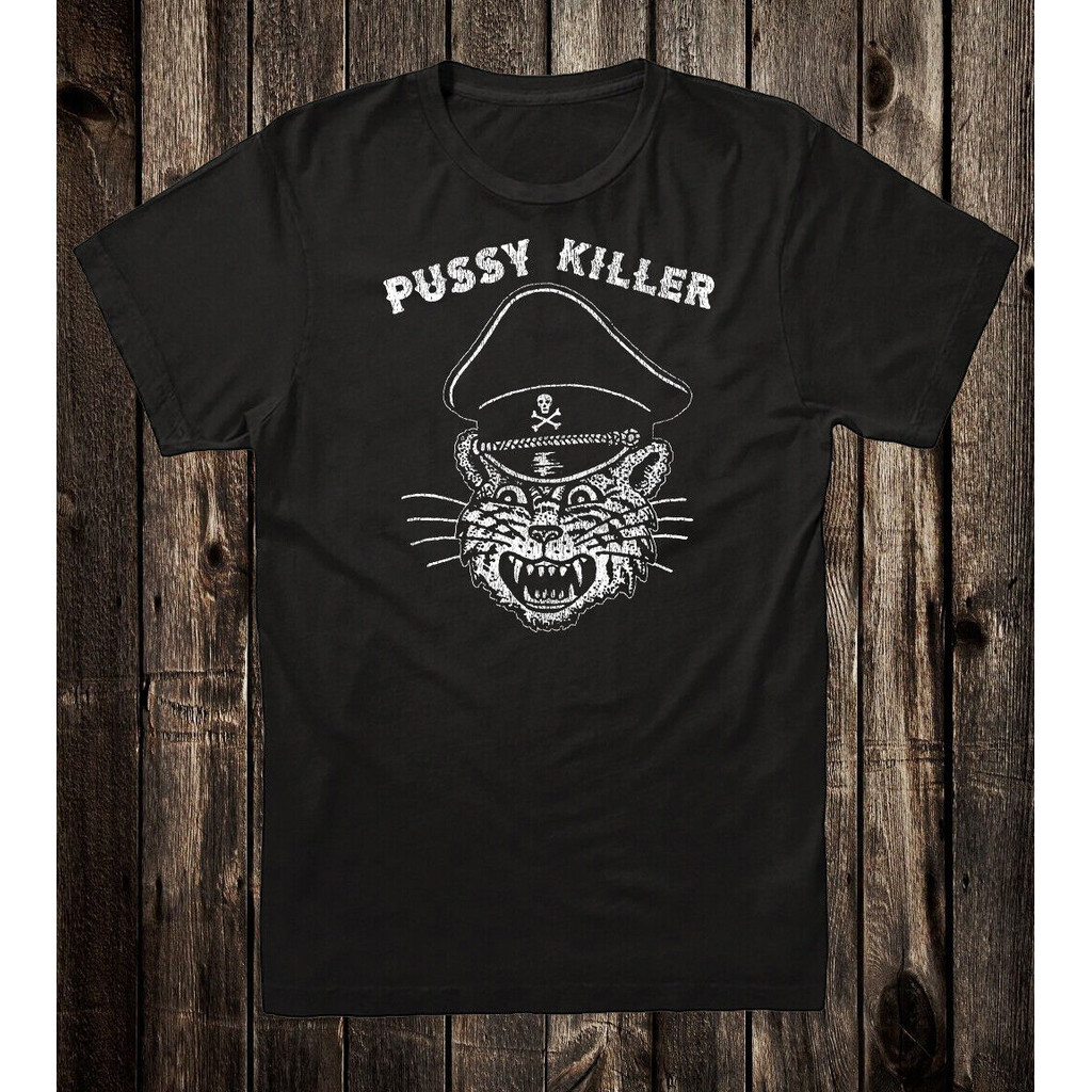 Retro Prison Tattoo Tee T เสื้อ Vtg Art Tops Cat Pussy Killer