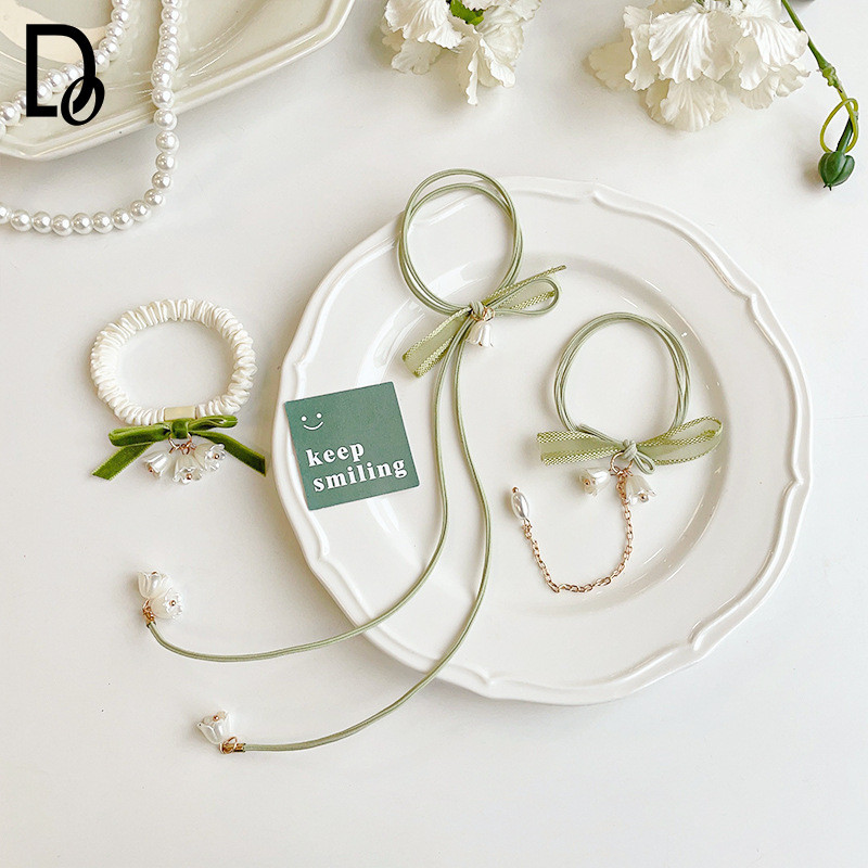 Dincior ฤดูร ้ อนใหม ่ Gentle Girl Convallaria Majalis Bow ผมยาง Band แถบคาดศีรษะอุปกรณ ์ เสริมผม Ins อุปกรณ ์ เสริม