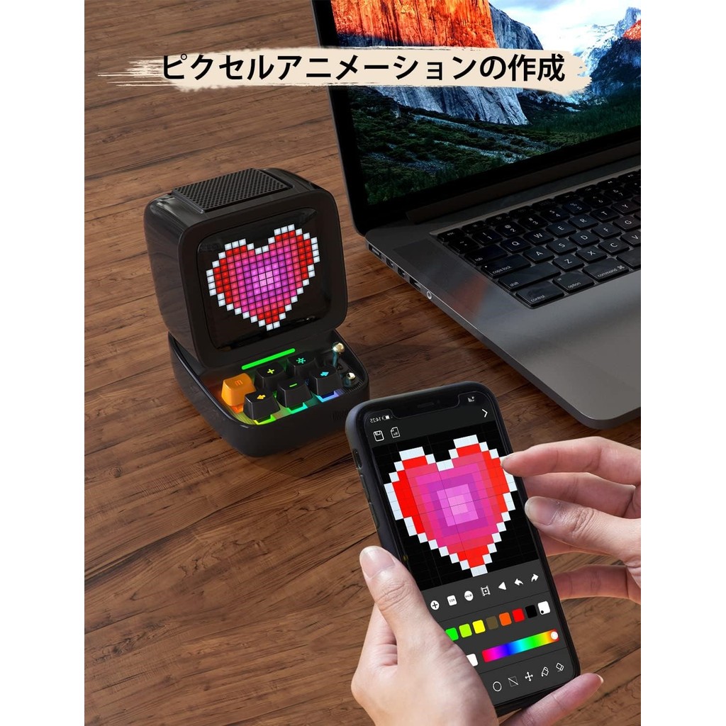 (ส่งตรงจากญี่ปุ่น) Divoom Ditoo-Pro ลำโพงบลูทูธ LED Pixel Display รองรับการ์ด MicroSD - สีดำ