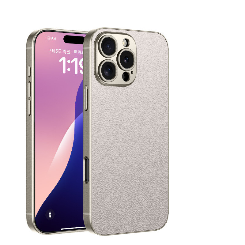 กรณีที่เรียบง่ายสําหรับiphone 16 15 Pro Max 16Plus 16Pro MaxโลหะสิทธิบัตรหนังAnti-Fallกรณีป้องกันกรณีปลอก
