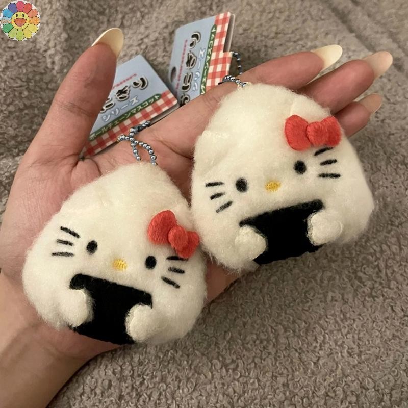 Gogo Kawaii Rice Ball Hello Kitty ของเล่นตุ๊กตาพวงกุญแจ Sanrio KT Cat ตุ๊กตาตุ๊กตาจี้กุญแจรถแหวนกระเป๋าเป้สะพายหลังกระเป๋าตกแต่งของขวัญเด็ก TH